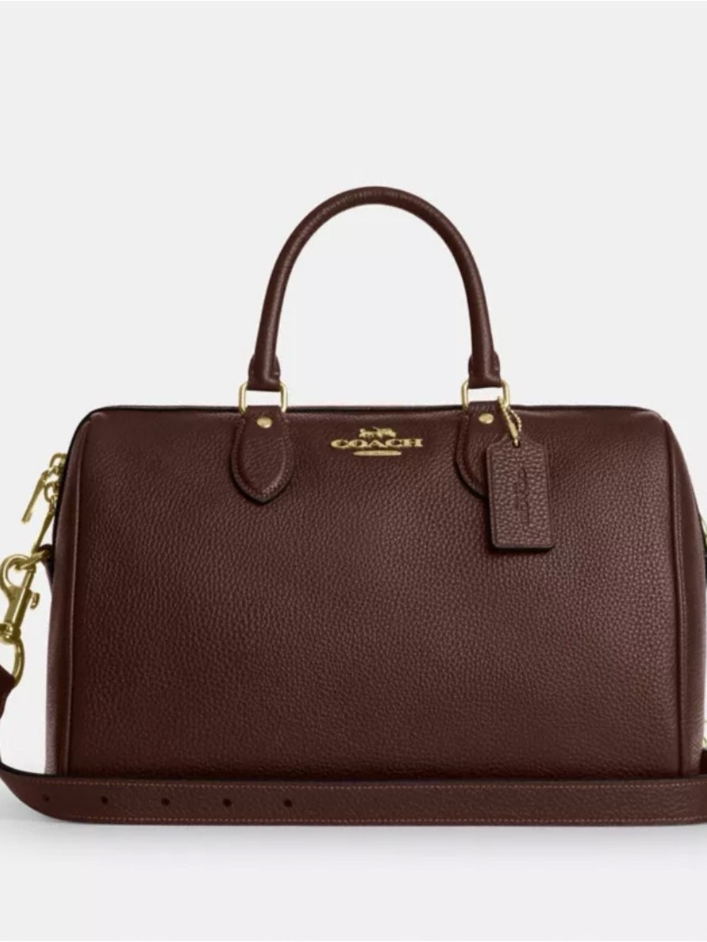 Coach large maple Brown Pebbled Leather Satchel with Gold Hardware